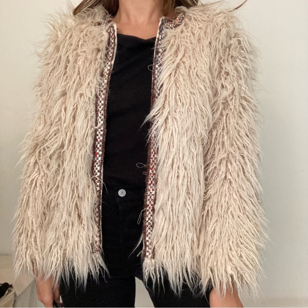 Zara Ivory Fur Jacket